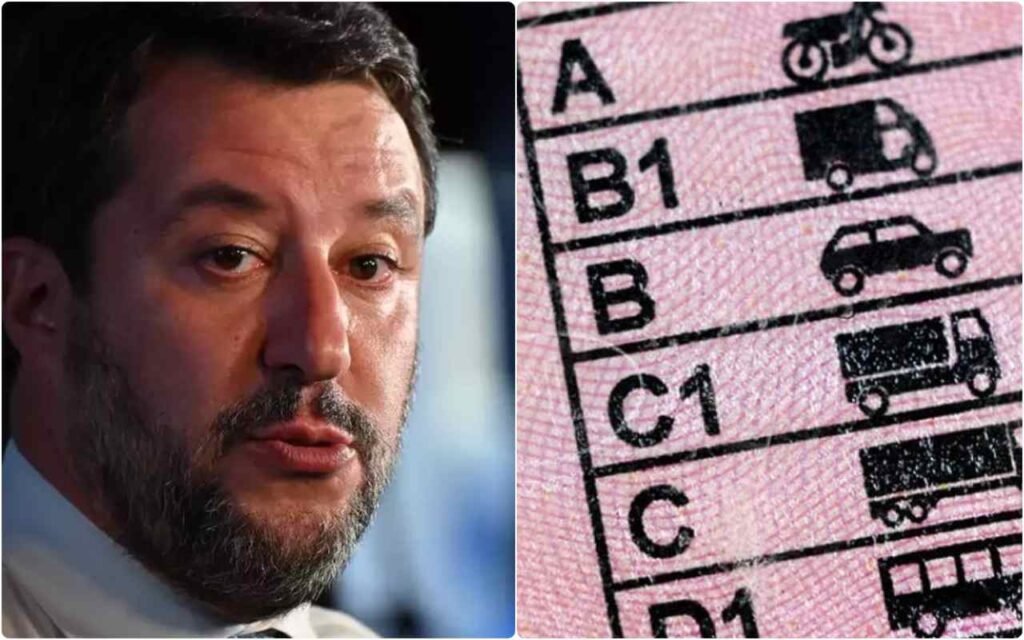 Collage Matteo Salvini patente di guida