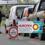 Posto di blocco e immagine di una scatola di nurofen
