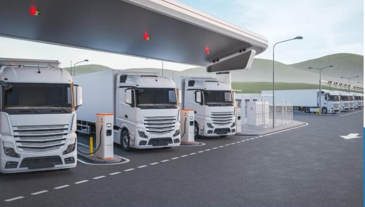 Tir elettrici in ricarica