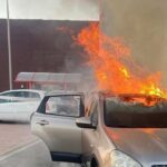 Auto in fiamme
