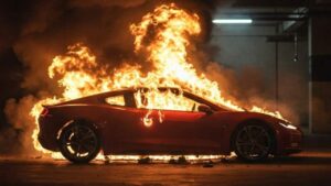 Auto in fiamme