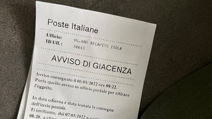 Avviso di giacenza