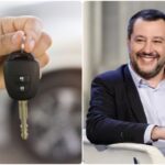 Collage Matteo Salvini e chiavi dell'auto in mano di un uomo