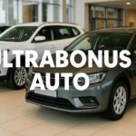 Concessionaria auto e scritta "Ultrabonus auto" in primo piano