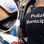 collage agente polizia locale e carte di credito