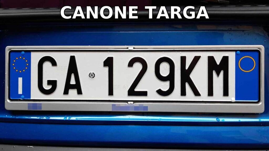 Targa auto e scritta "canone targa"