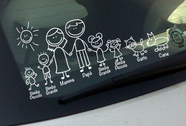 Adesivo famiglia lunotto auto