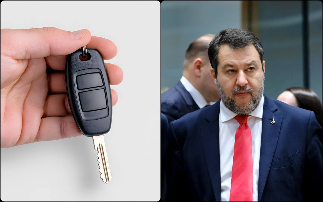Collage chiavi auto e Matteo Salvini