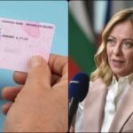 Collage Giorgia Meloni e patente di guida