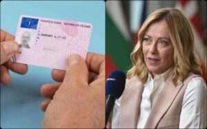 Collage Giorgia Meloni e patente di guida