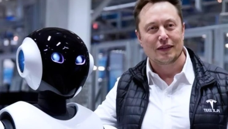 Elon Musk e un robot
