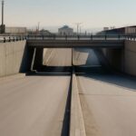 Strada vuota con ponte