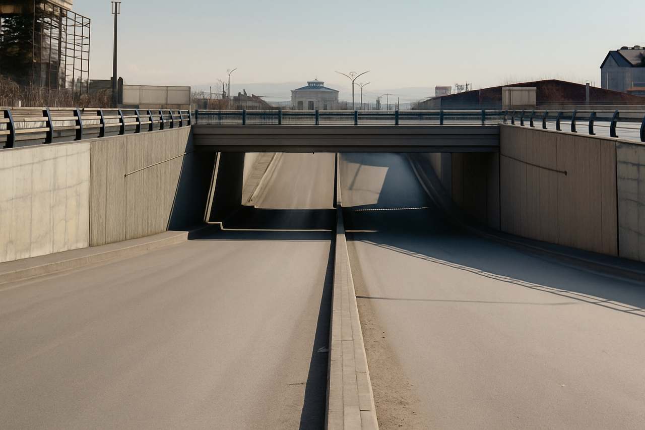 Strada vuota con ponte