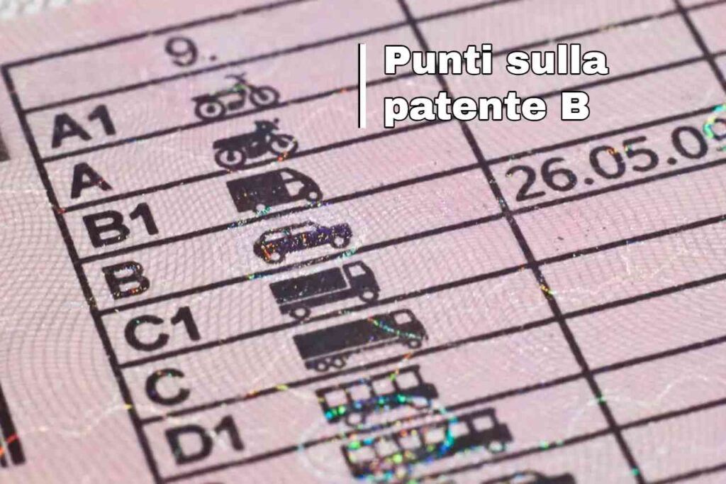 Retro patente e scritta "Punti patente B"