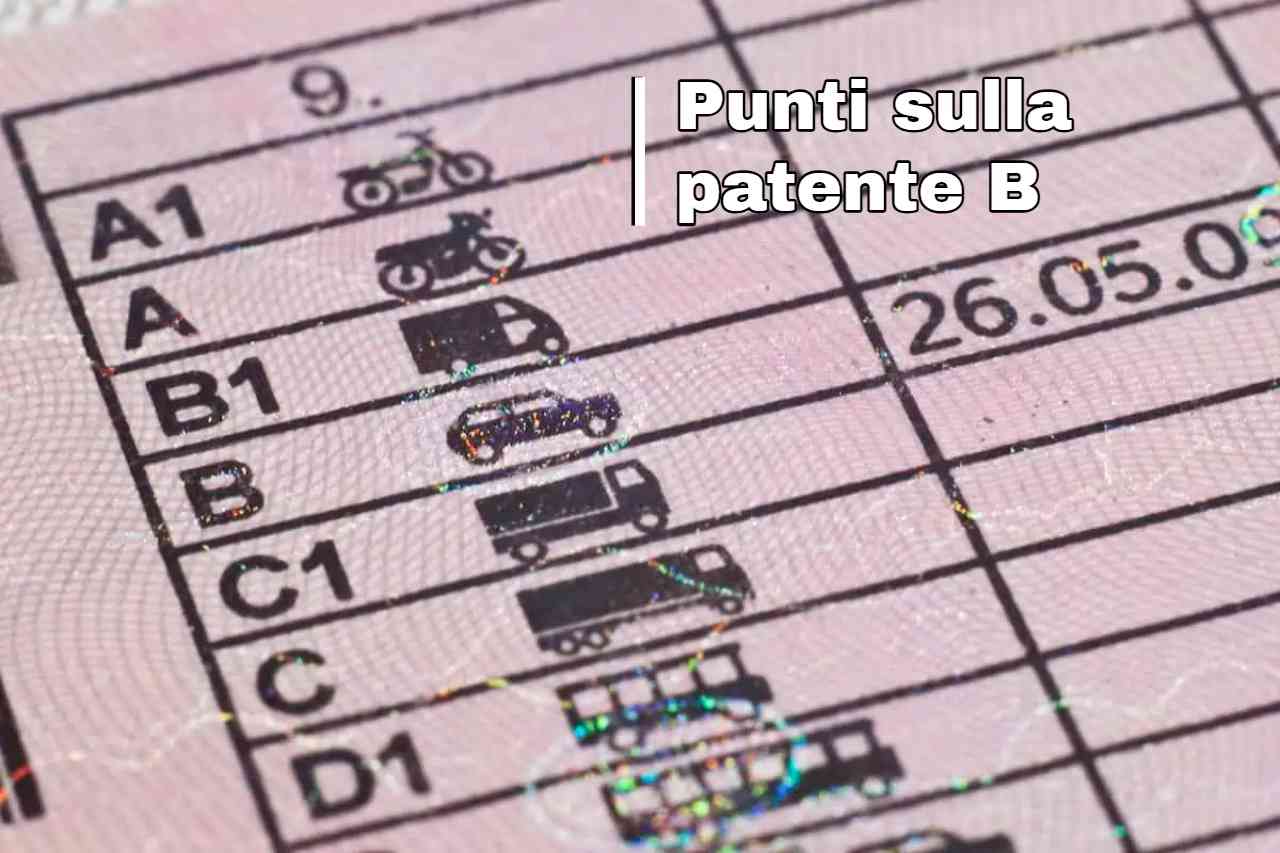Retro patente e scritta "Punti patente B"
